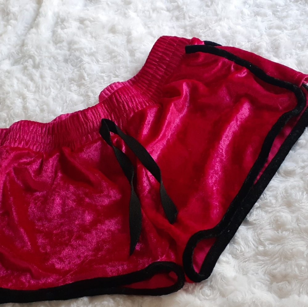 Sexy Pink Velvet Shorts